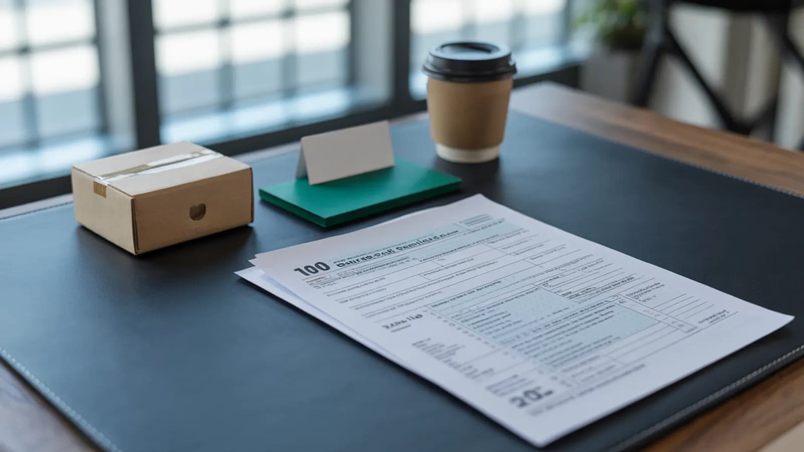 Sales tax forms and a shipping box for a California ecommerce seller's CDTFA district tax filing
