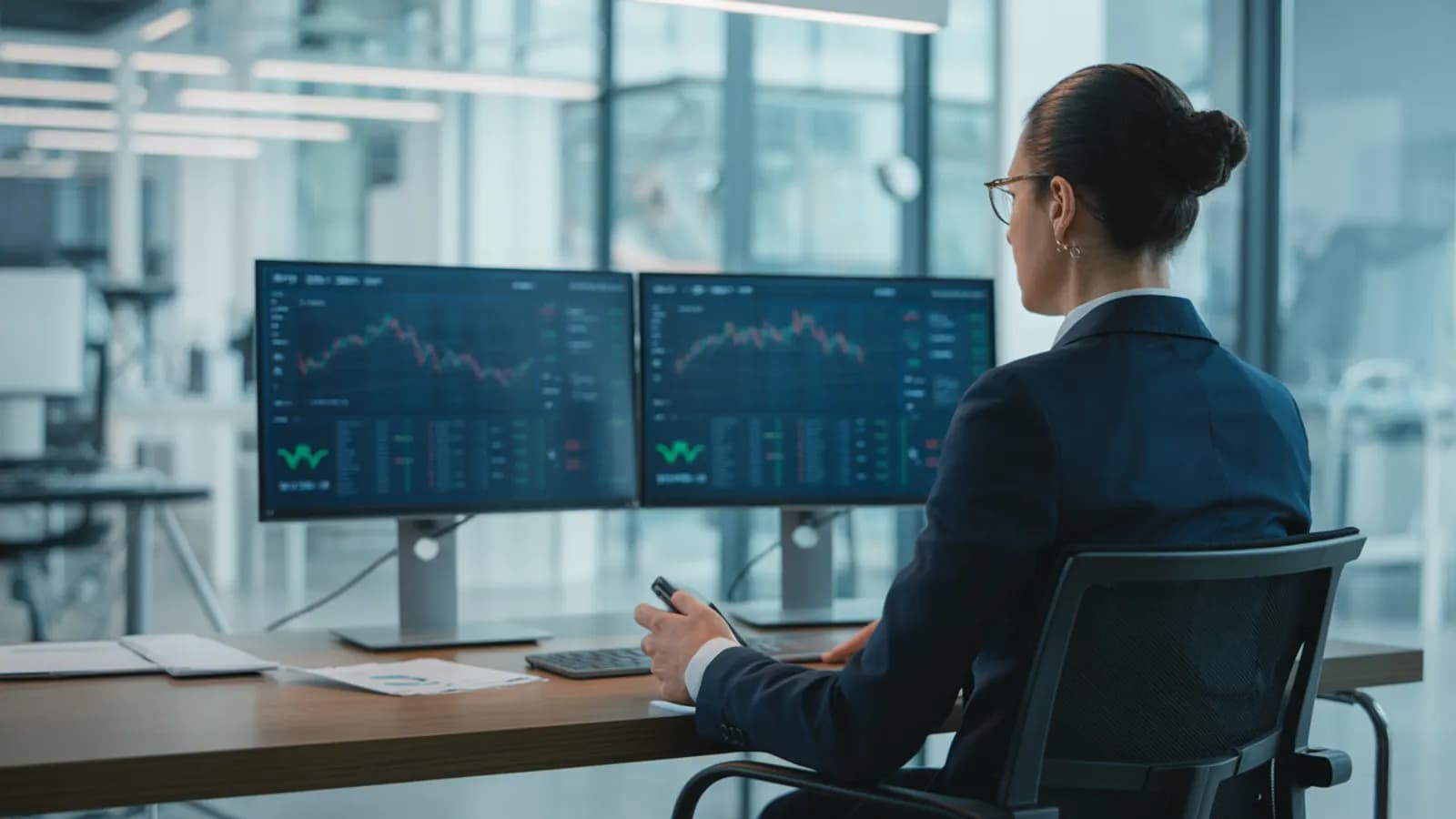Corporate finance office running NetSuite accounting dashboards